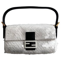 FENDI 1997 Re-edition white sequin baguette
