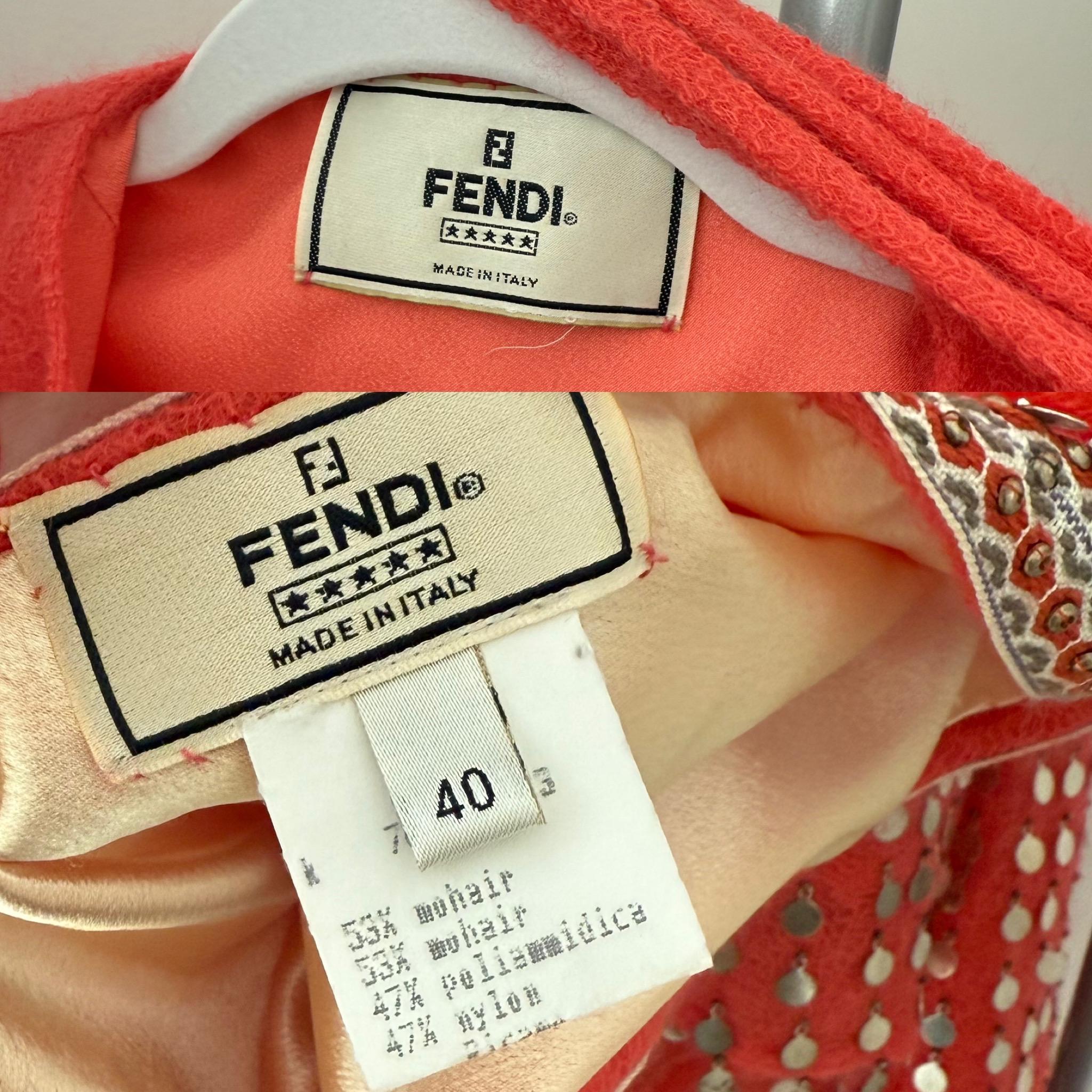 FENDI 1999 Vintage Runway Ad Campaign Coral Embellished Skirt Set 5