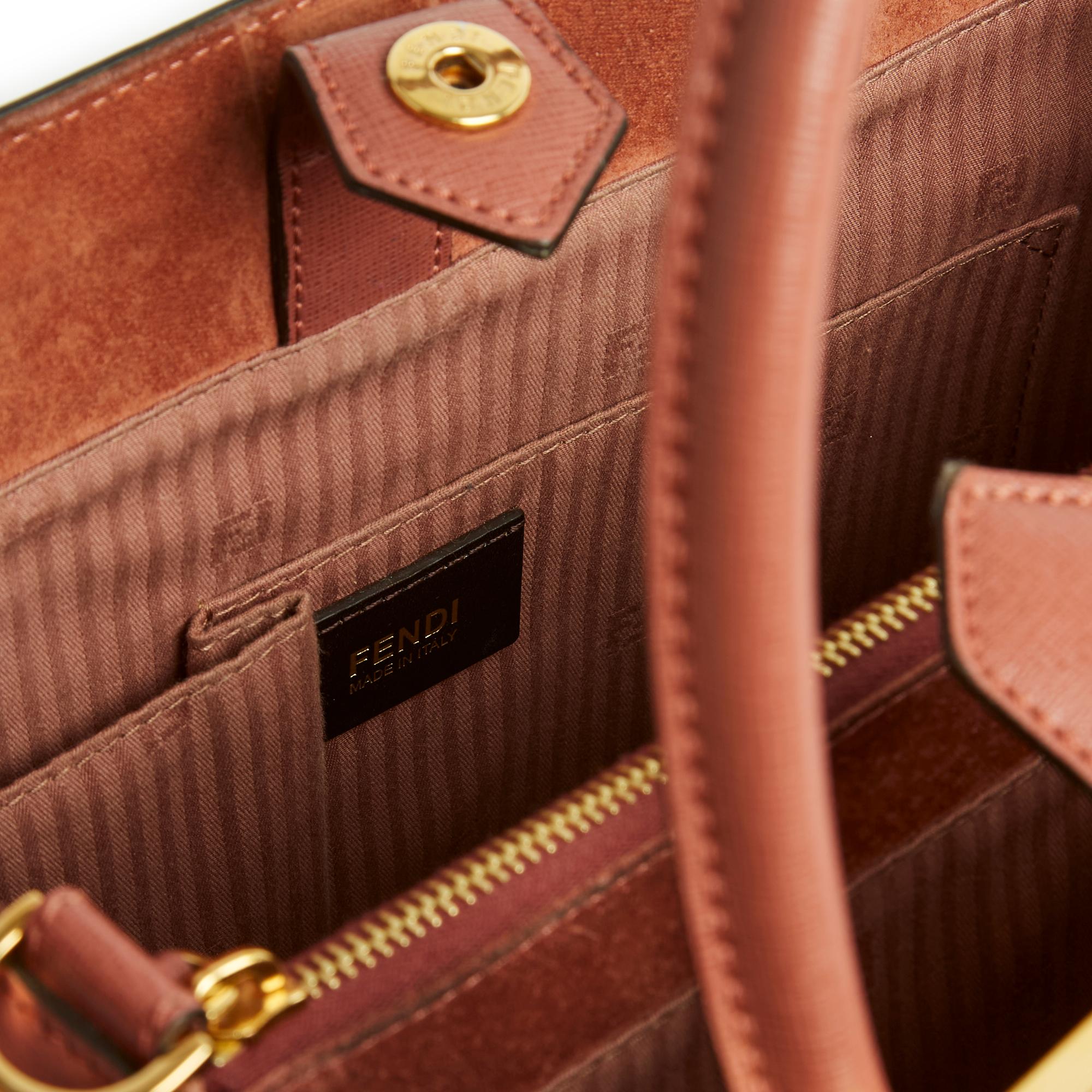 Fendi 2 días Bolsa de cuero rosa Correa Prístina 3
