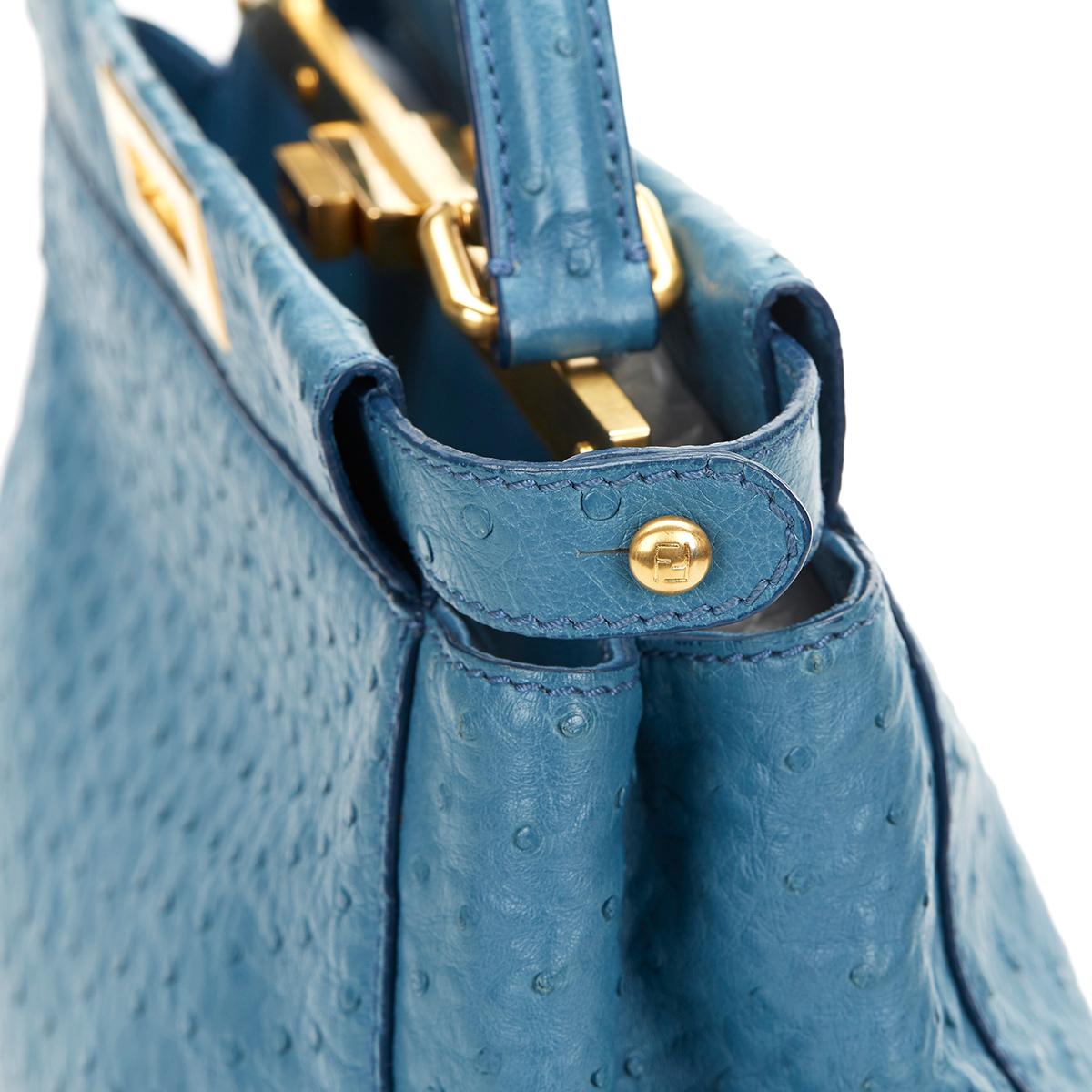 2000 Fendi Blue Ostrich Leather Small Peekaboo 2