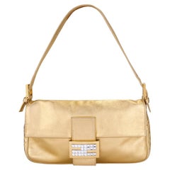 Fendi 2000 Gold Leather Baguette Bag