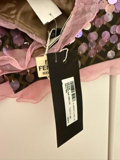 NWT's FENDI 2000 IT40 Vintage Pink Sequin + Ruffle Pants
