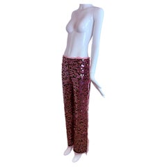 Fendi 2000 Pantaloni rosa vintage con paillettes e volant