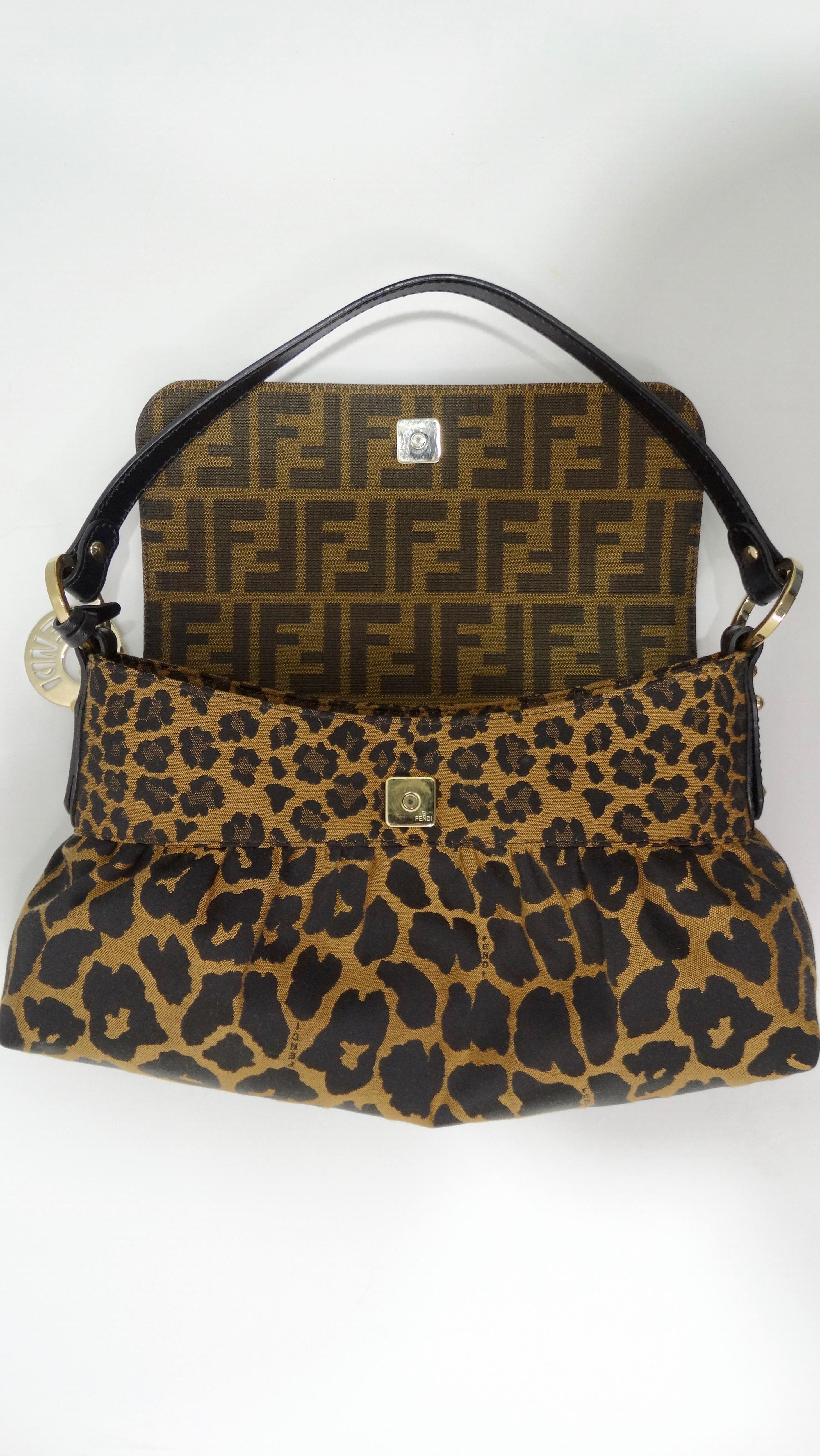 Fendi 2000s Leopard Print Zucca Handbag 3