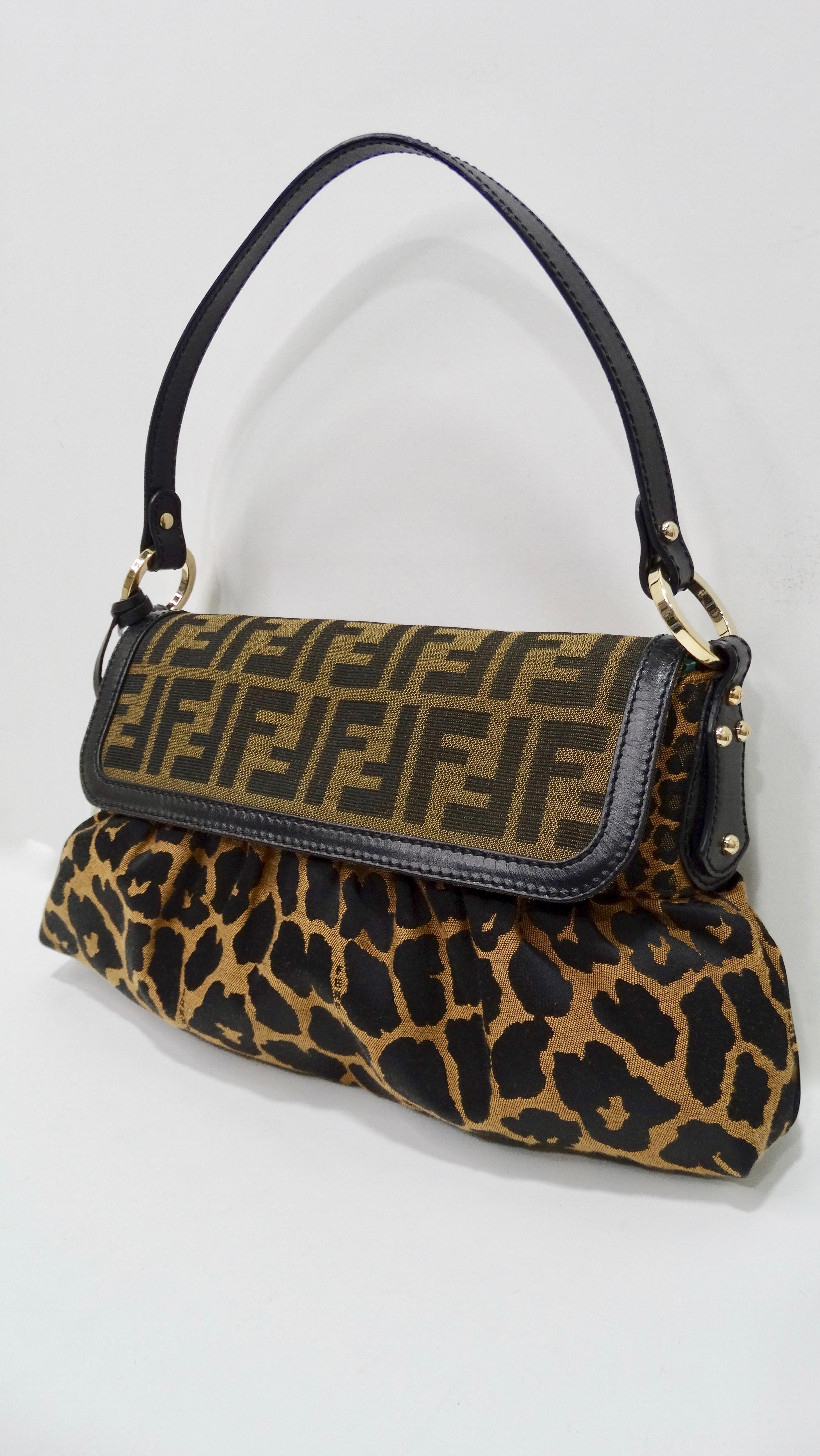 Fendi 2000s Leopard Print Zucca Handbag 5