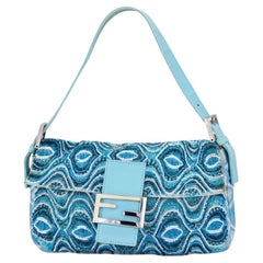 Fendi 2000s Light Blue Beaded Psychedelic Baguette Bag Fendi 2000s Light Blue Beaded Psychedelic Baguette Bag