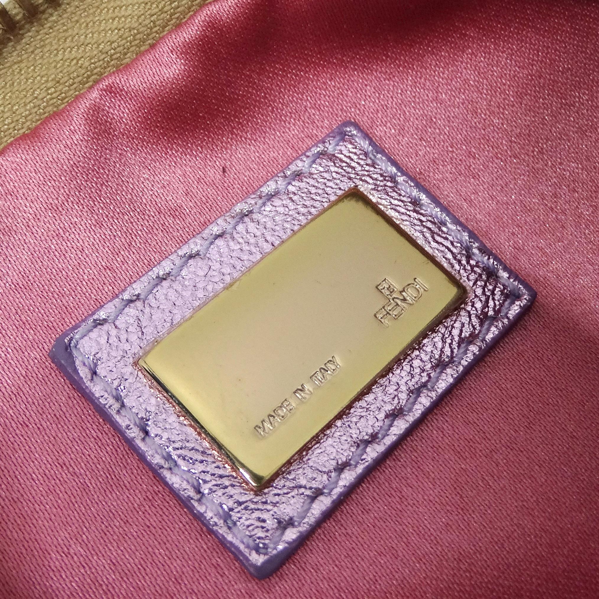 Fendi 2002 Gold Lilac Zucca Monogram Micro Handbag For Sale 6