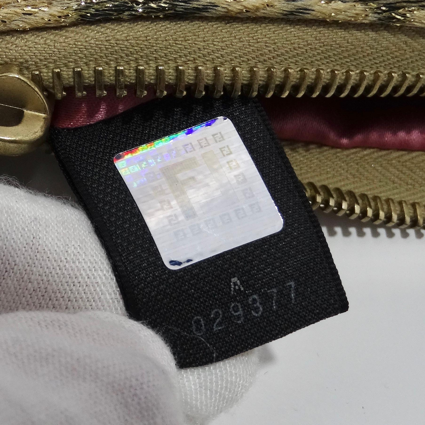 Fendi 2002 Gold Lilac Zucca Monogram Micro Handbag For Sale 7