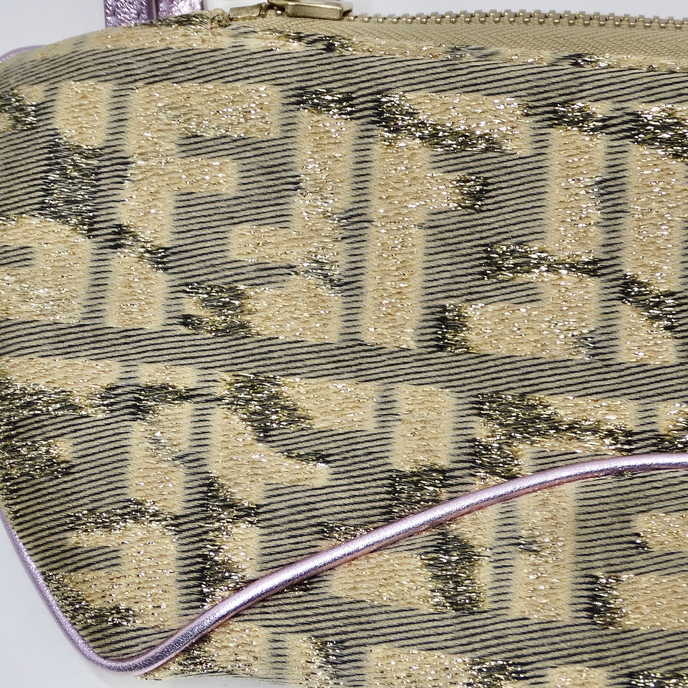 Women's or Men's Fendi 2002 Gold Lilac Zucca Monogram Micro Handbag For Sale