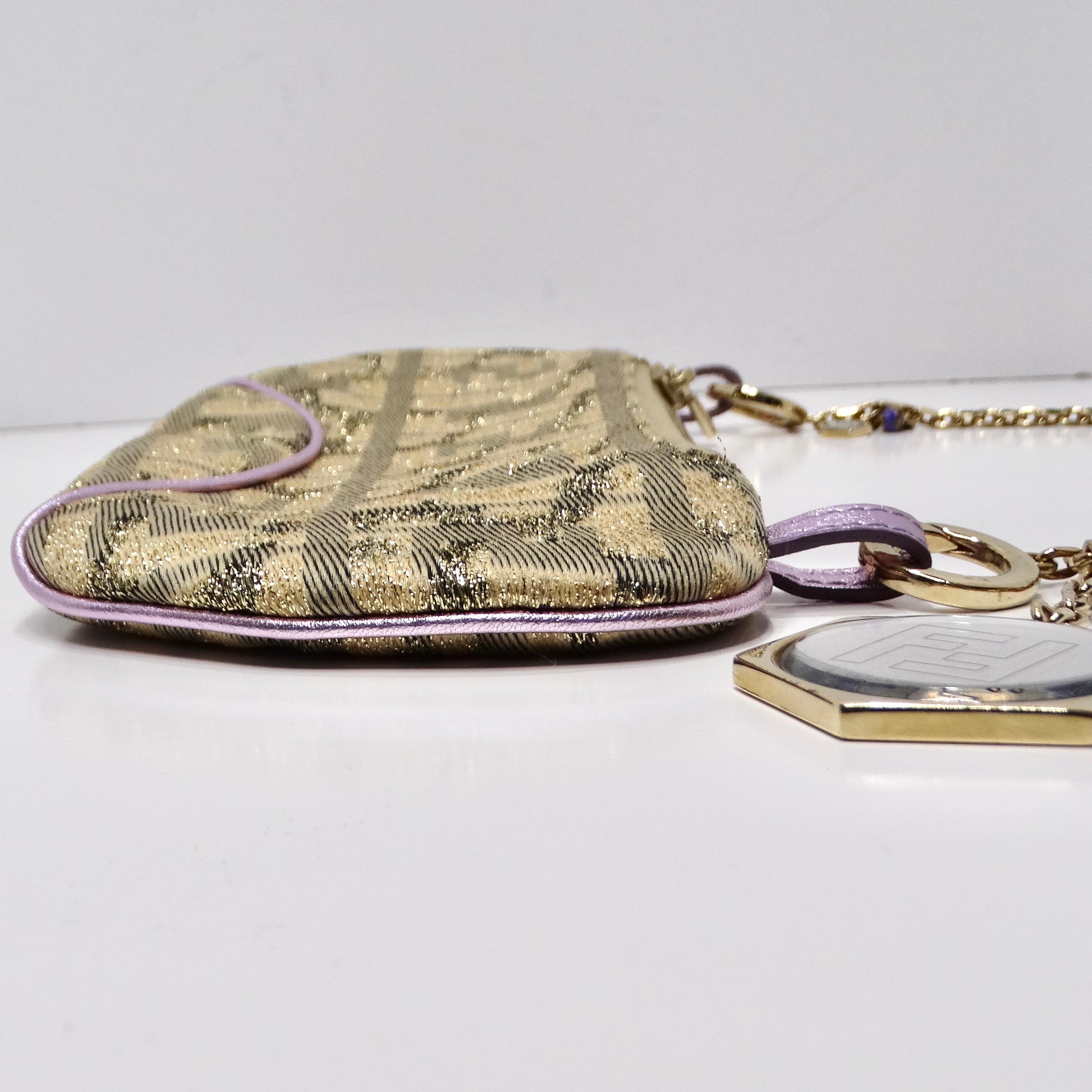 Fendi 2002 Gold Lilac Zucca Monogram Micro Handbag For Sale 4