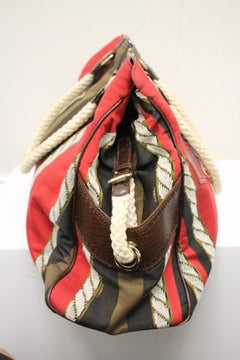 Fendi 2006 Du Jour Embroidered Canvas Tote