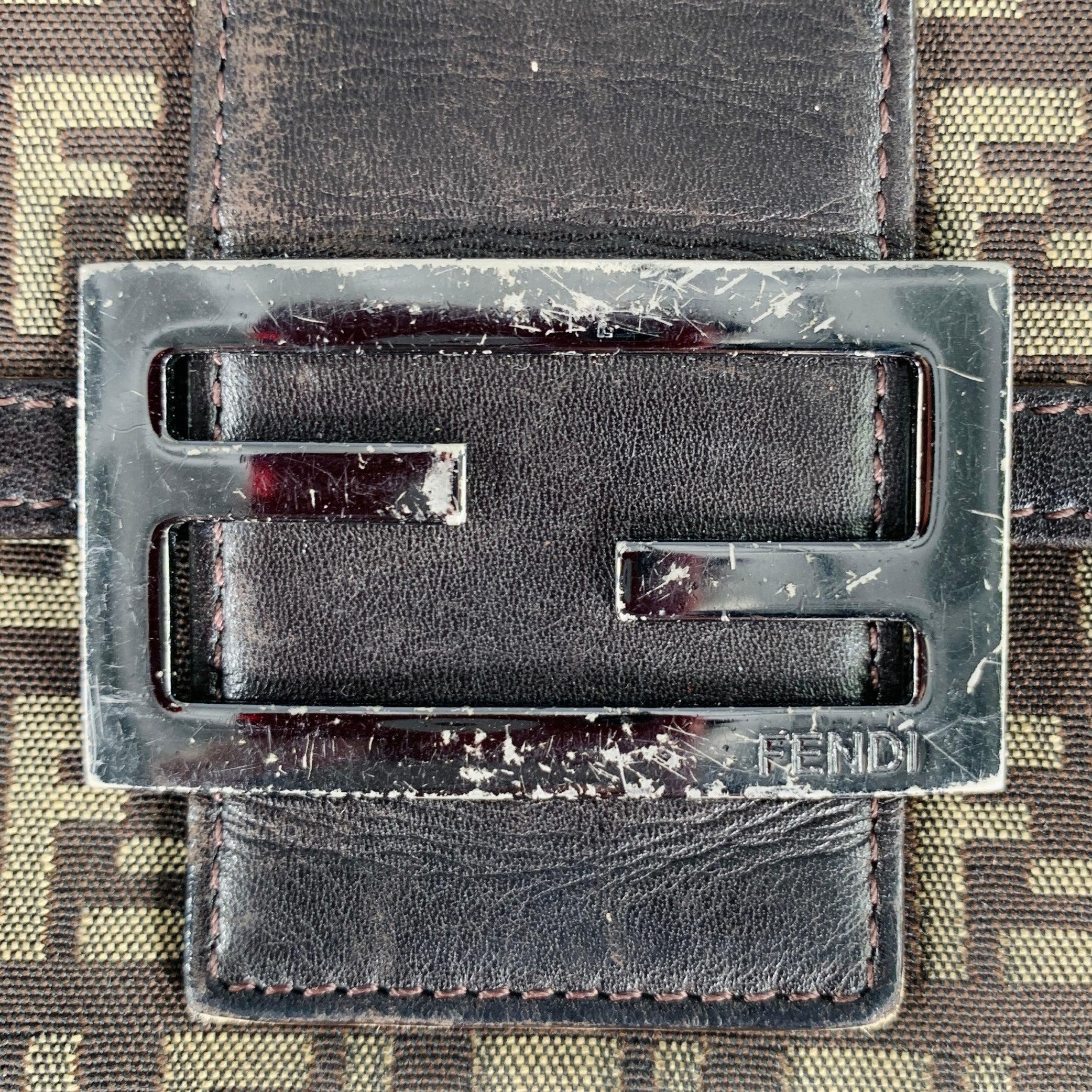 FENDI 2009 Foglio Forever Brown Yellow Monogram Fabric Leather Wallet For Sale 1