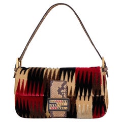 Fendi 2012 Pony Hair Suede Snakeskin Baguette Bag