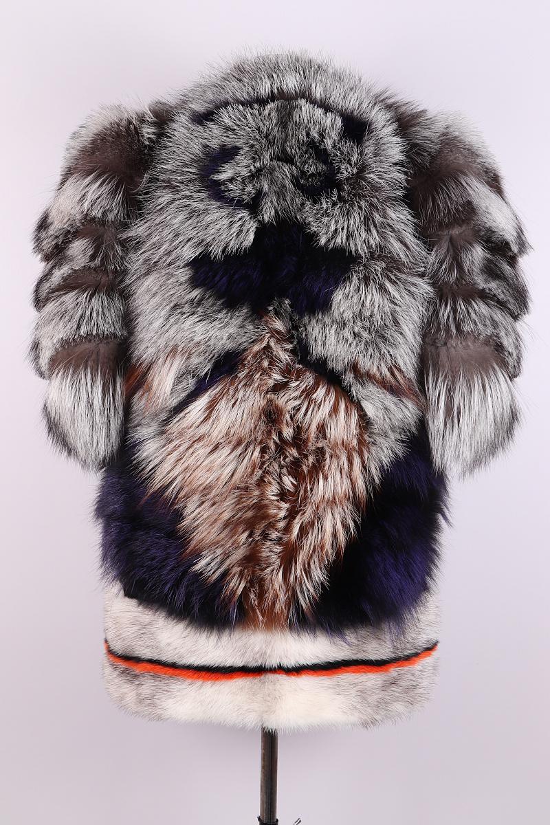 Nero Cappotto in pelliccia di volpe e visone Fendi 2013 in vendita