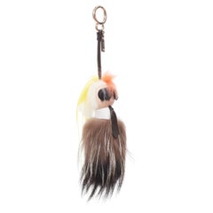 FENDI 2014 Runway Mini Karlito mink fox fur yellow hair caricature charm
