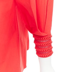 FENDI 2016 Runway cotton silk knot weave high collar peasant tunic top IT38 XS