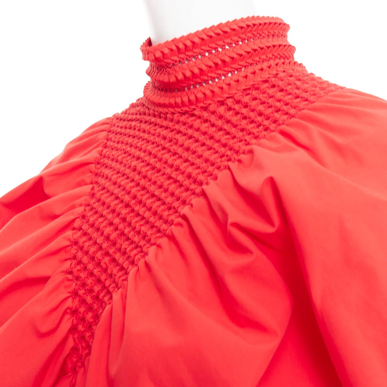 FENDI 2016 Runway cotton silk knot weave high collar peasant tunic top IT38 XS For Sale 2