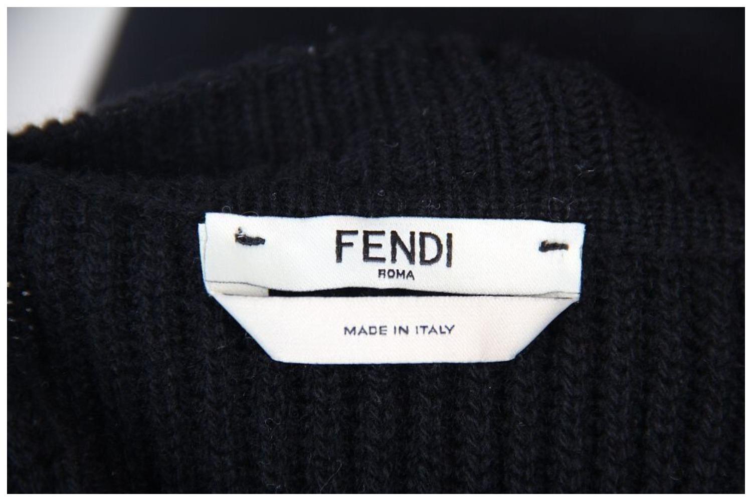  FENDI 2017  Fur-pompom High-neck Cashmere Sweater In Black For Sale 7