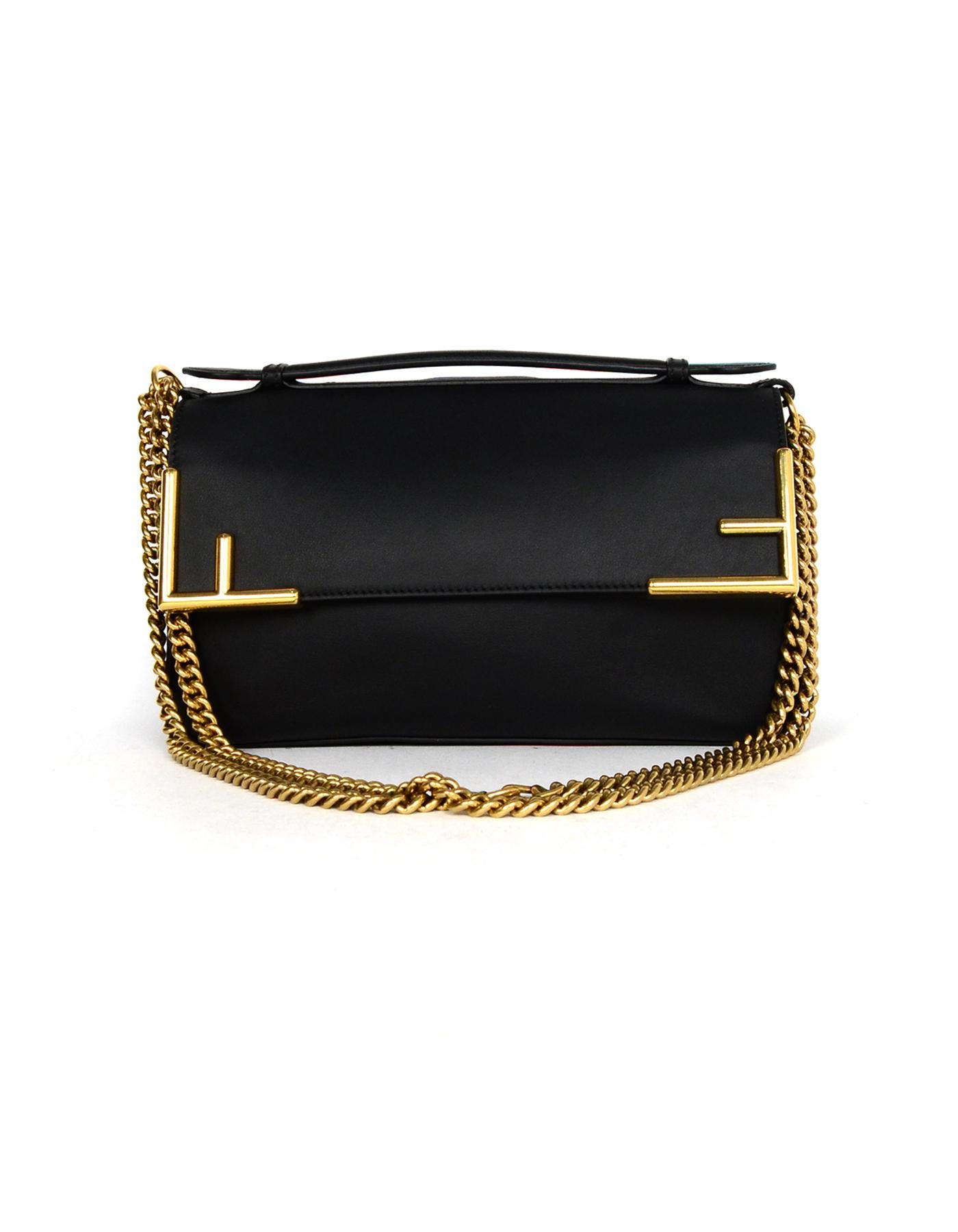 Women's Fendi 2018 Black/Brown Leather & Canvas FF Monogram Crossbody Bag rt $2, 590