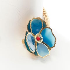 FENDI 2018 blue enamel flower mixed gold-tone white choker necklace