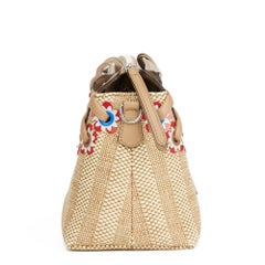 Fendi 2018 Tan Calfskin Leather & Raffia Flowers Medium By The Way
