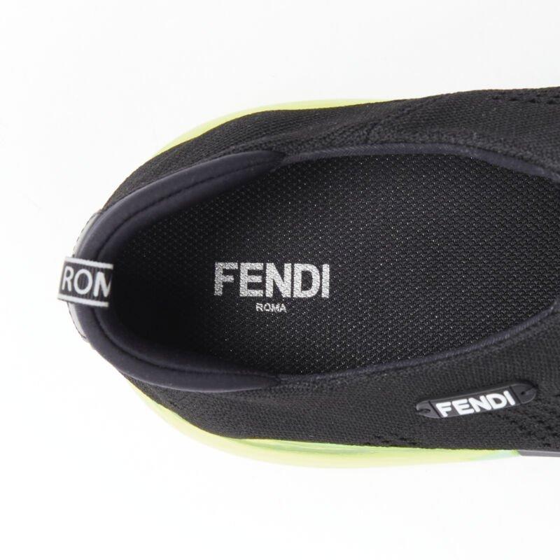 FENDI 2019 black knit neon yellow air sole runner sneaker 7E1234 EU44 UK10 For Sale 6