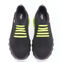 FENDI 2019 black knit neon yellow air sole runner sneaker 7E1234 EU44 UK10