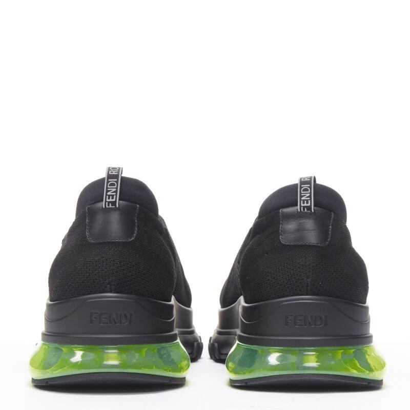FENDI 2019 black knit neon yellow air sole runner sneaker 7E1234 EU44 UK10 For Sale 1