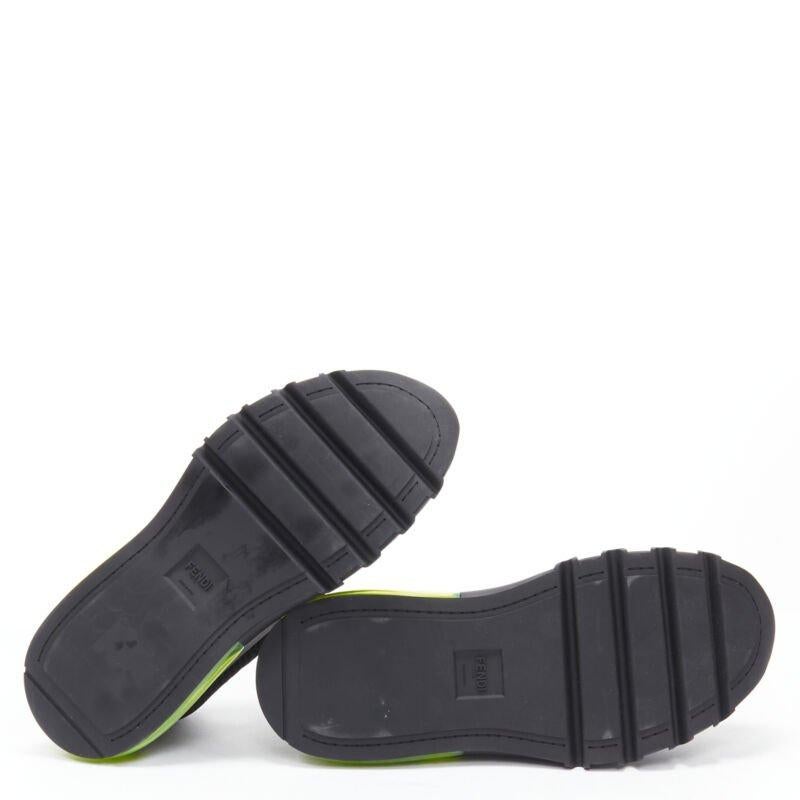 FENDI 2019 black knit neon yellow air sole runner sneaker 7E1234 EU44 UK10 For Sale 2