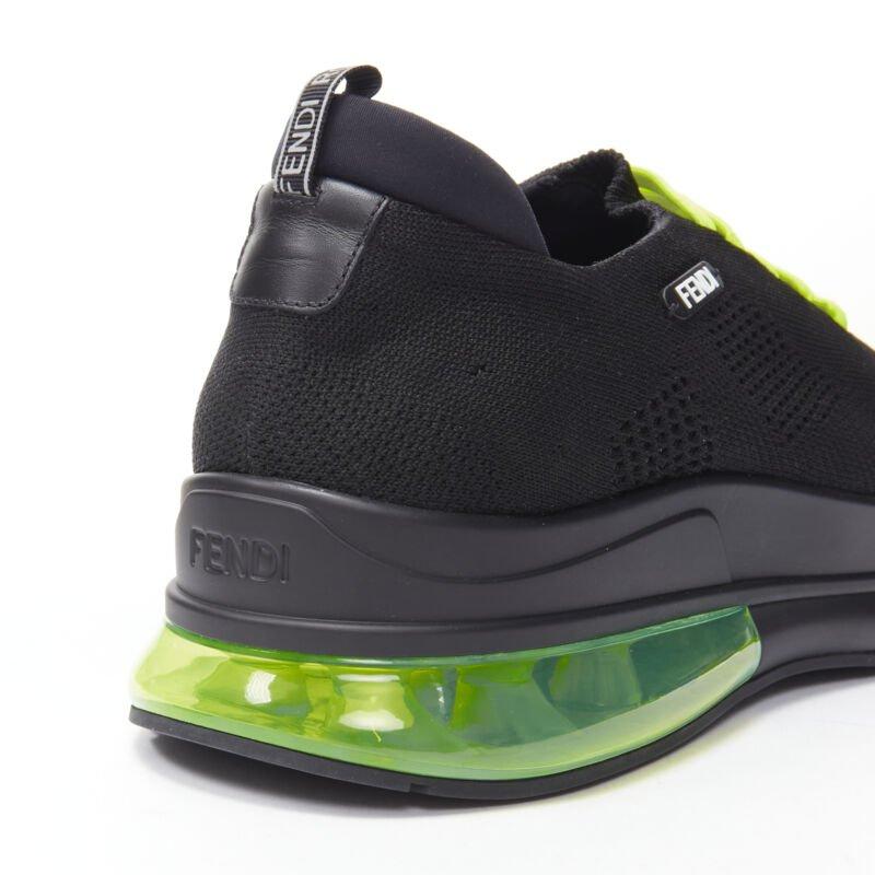 FENDI 2019 black knit neon yellow air sole runner sneaker 7E1234 EU44 UK10 For Sale 4