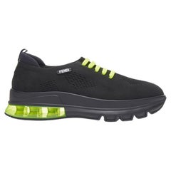 FENDI 2019 black knit neon yellow air sole runner sneaker 7E1234 EU44 UK10