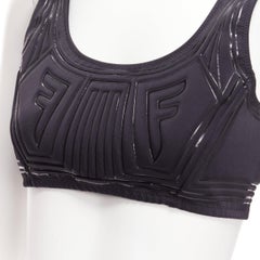FENDI 2019 FFreedom black neoprene rubber FF logo scoop cropped bra top IT40 S