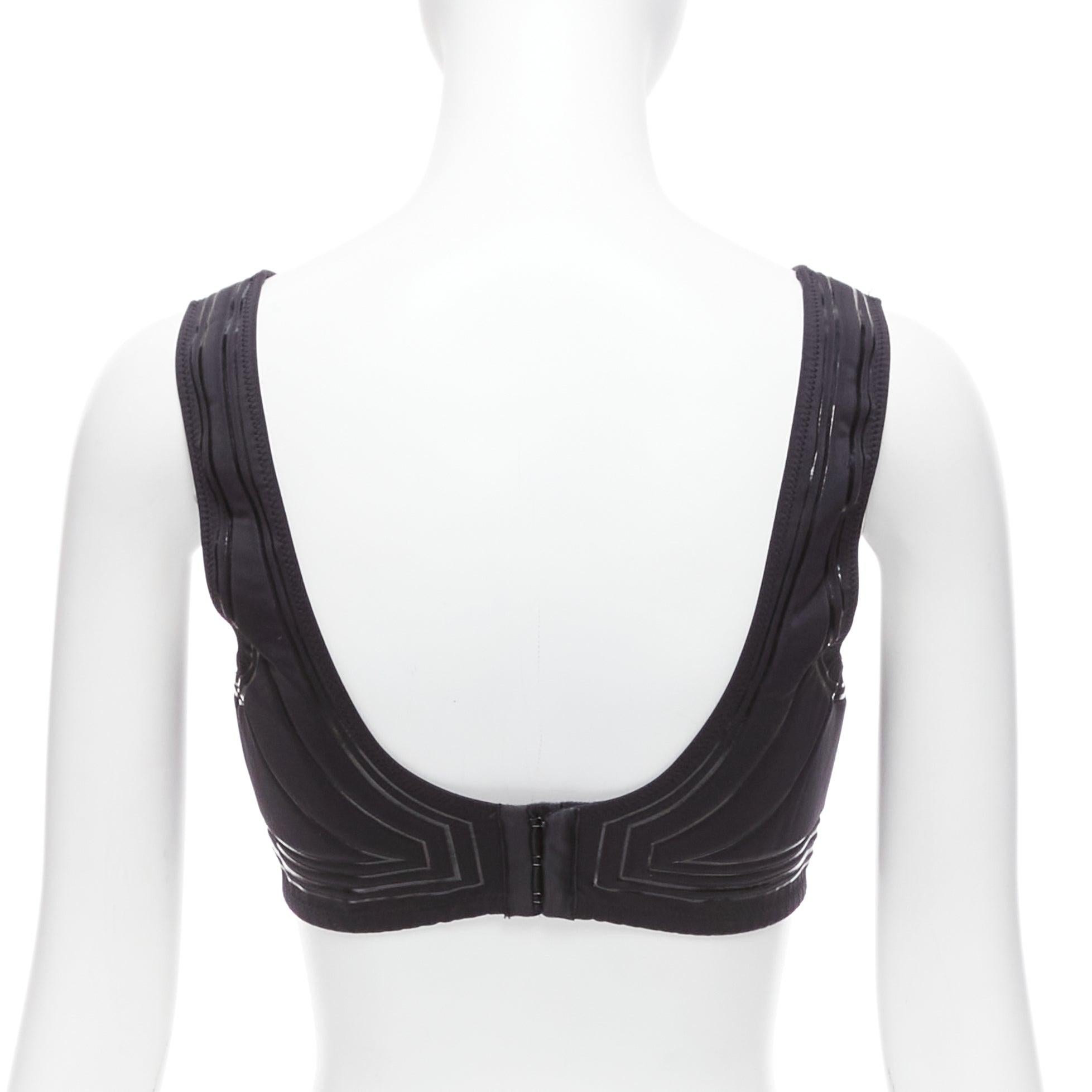 FENDI 2019 FFreedom black neoprene rubber FF logo scoop cropped bra top IT40 S For Sale 1