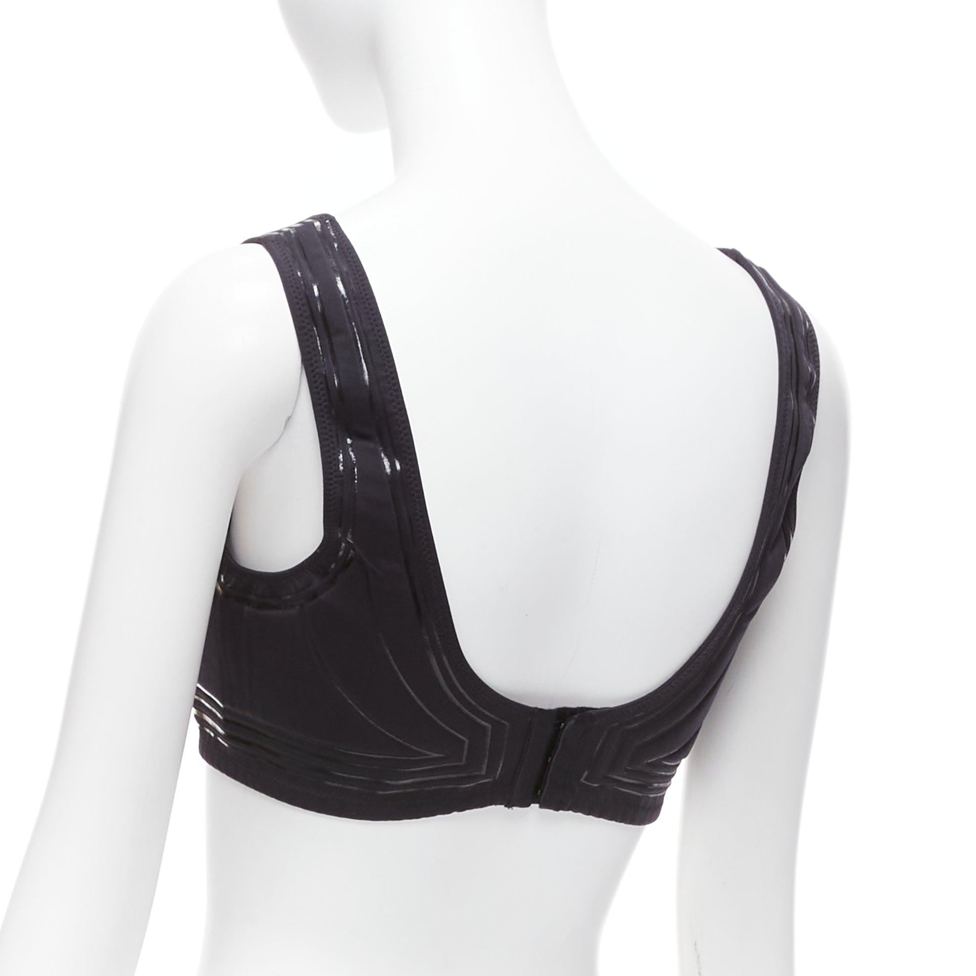 FENDI 2019 FFreedom black neoprene rubber FF logo scoop cropped bra top IT40 S For Sale 2