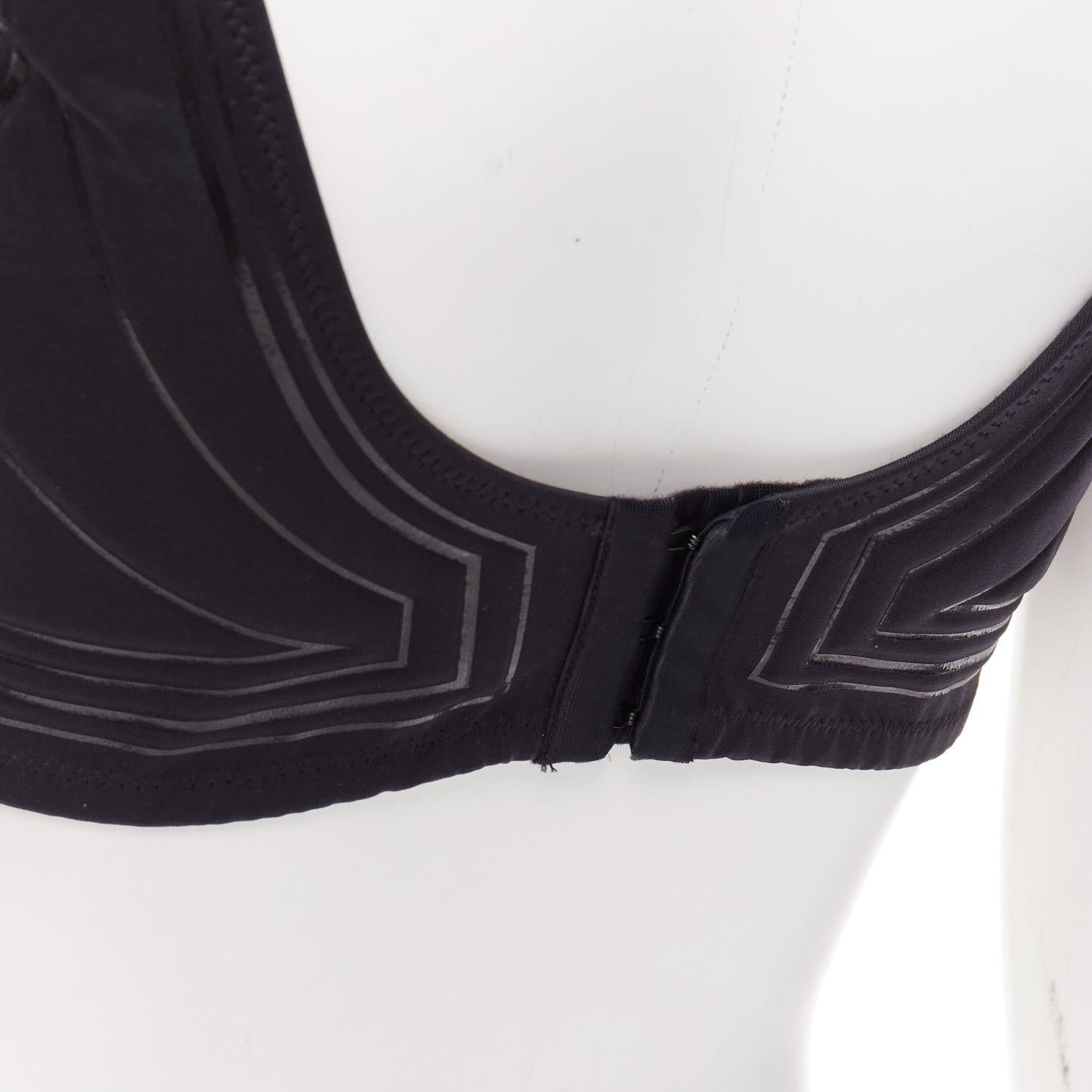 FENDI 2019 FFreedom black neoprene rubber FF logo scoop cropped bra top IT40 S For Sale 2