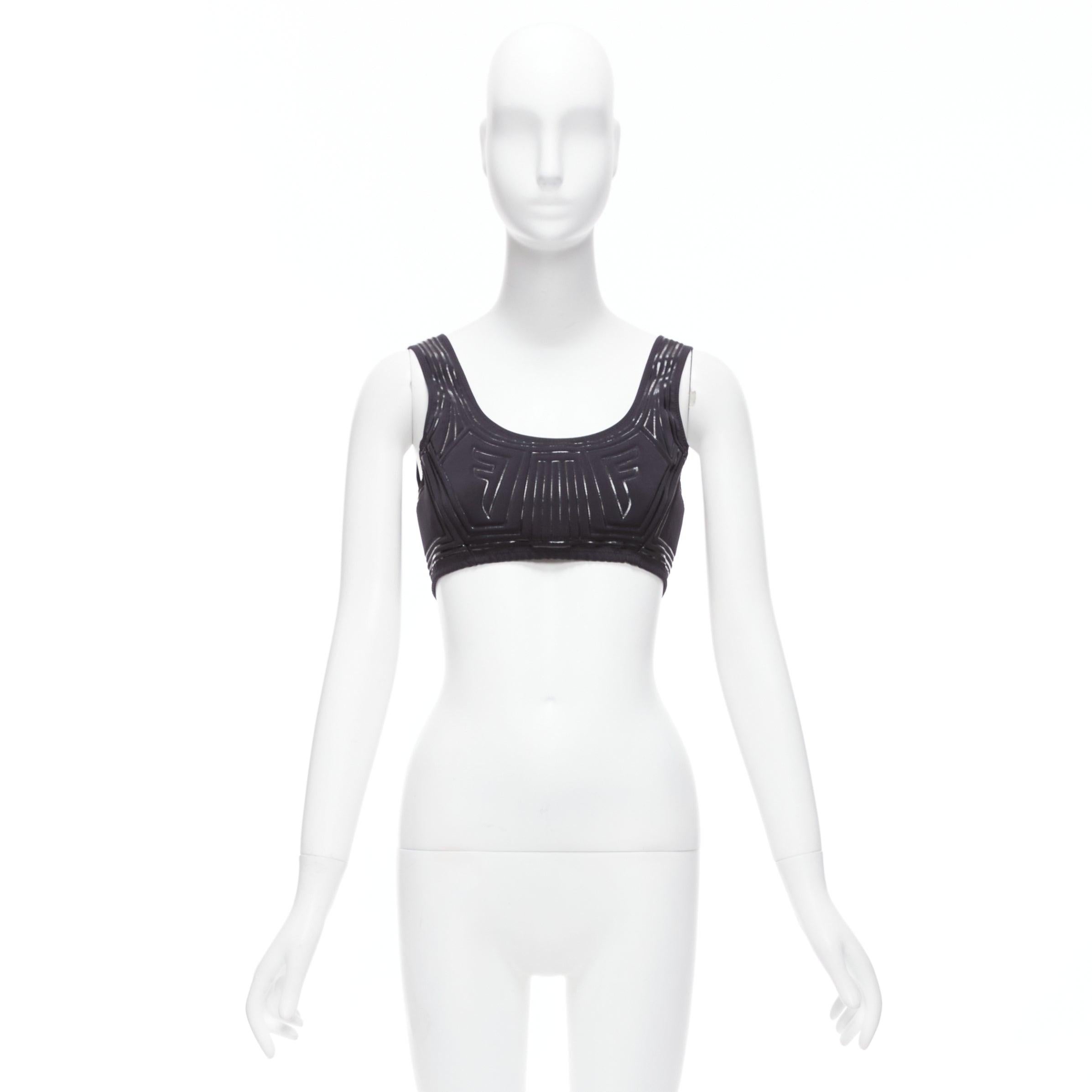 FENDI 2019 FFreedom black neoprene rubber FF logo scoop cropped bra top IT40 S For Sale 4