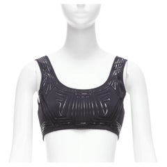 FENDI 2019 FFreedom black neoprene rubber FF logo scoop cropped bra top IT40 S