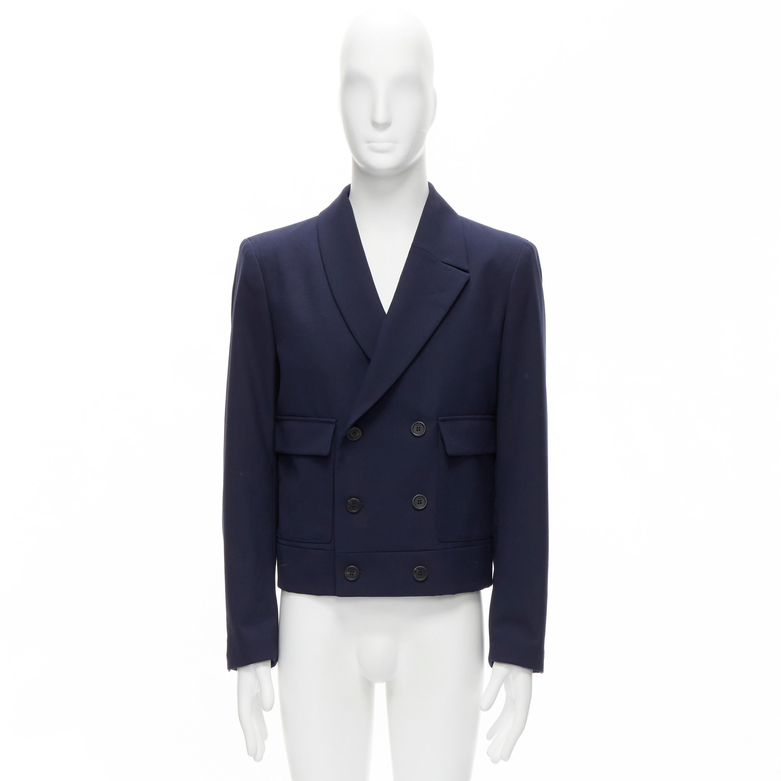 FENDI 2019 Laufsteg Marineblauer asymmetrischer doppelreihiger Blazer in Kurzform IT48 M im Angebot 5