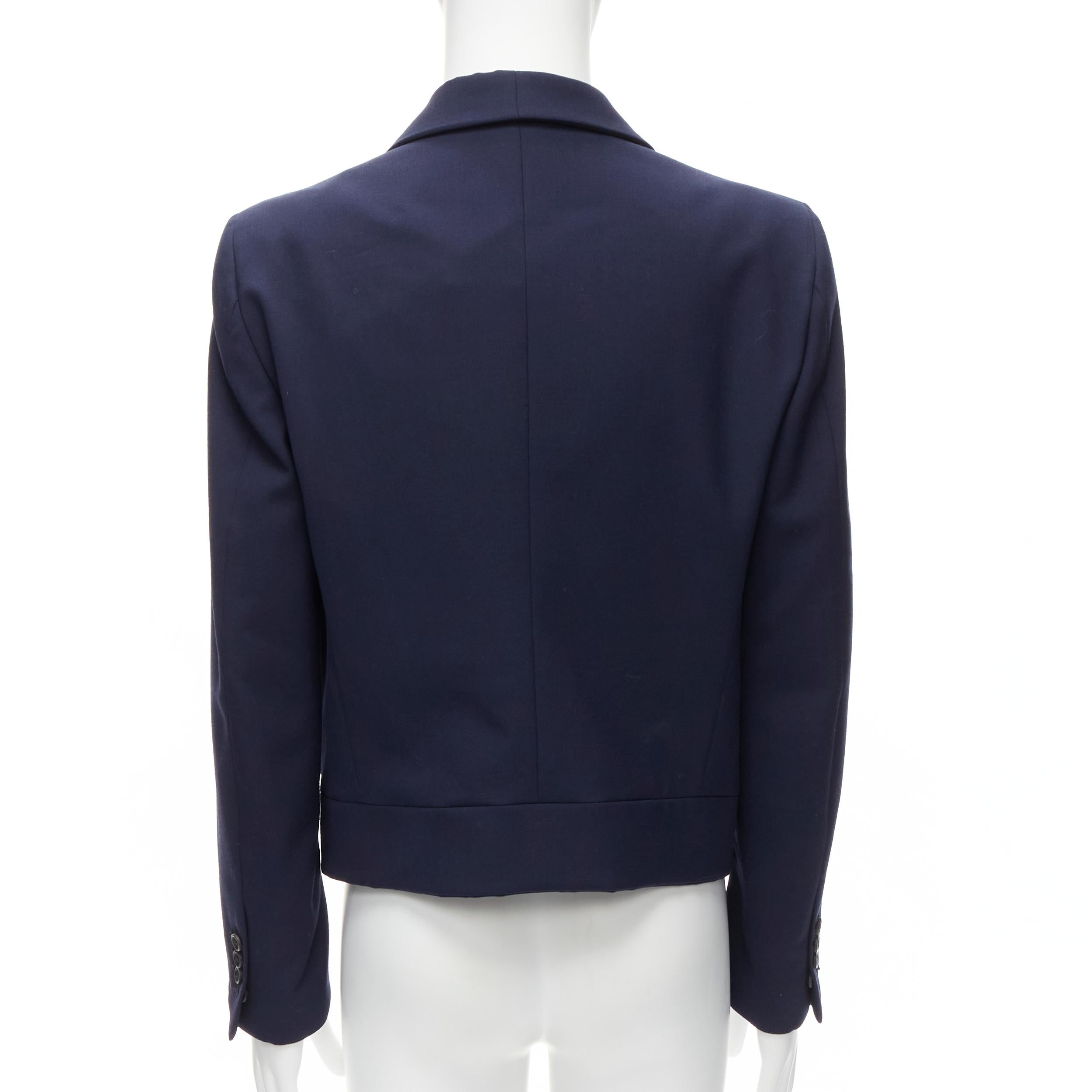 FENDI 2019 Laufsteg Marineblauer asymmetrischer doppelreihiger Blazer in Kurzform IT48 M Herren im Angebot
