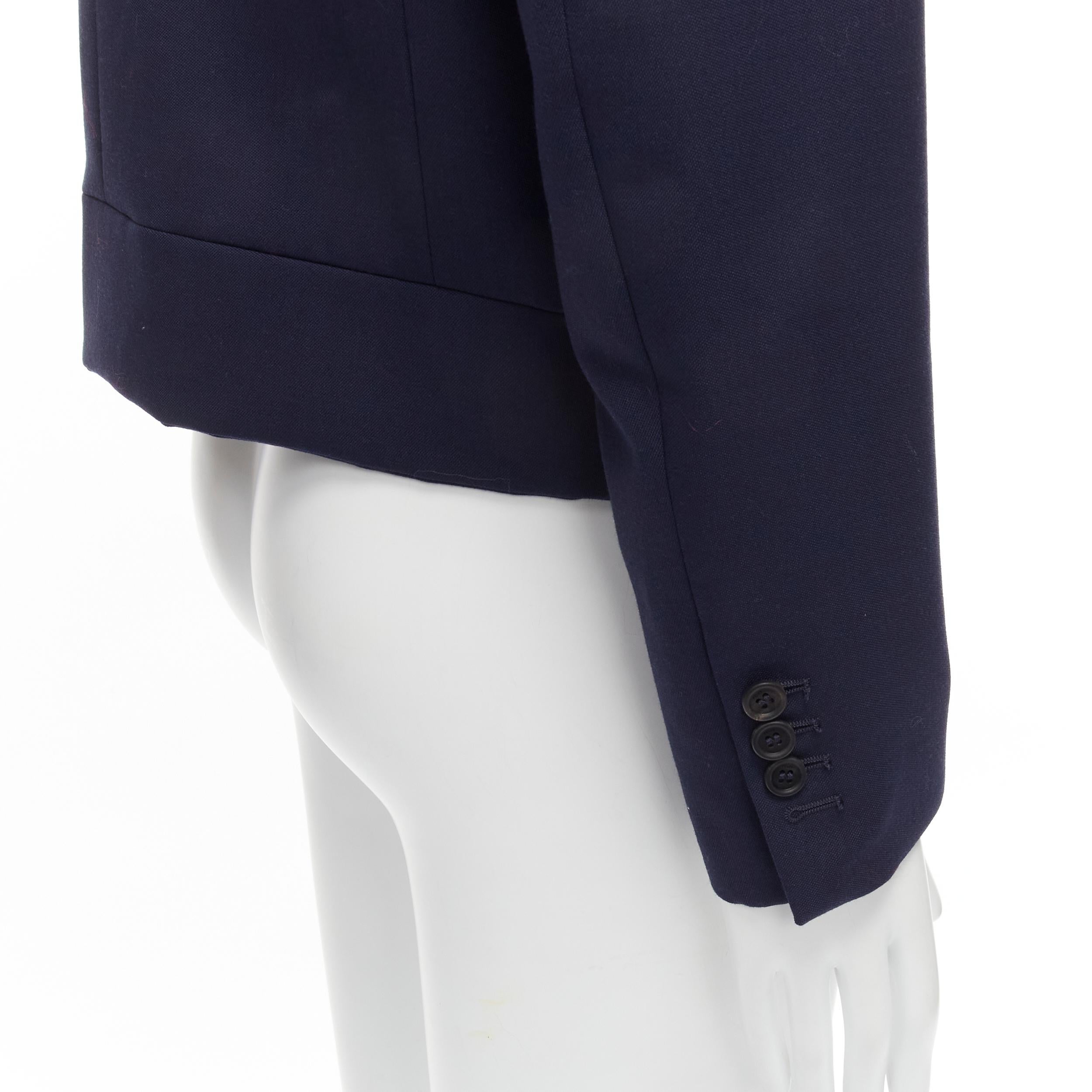 FENDI 2019 Laufsteg Marineblauer asymmetrischer doppelreihiger Blazer in Kurzform IT48 M im Angebot 3