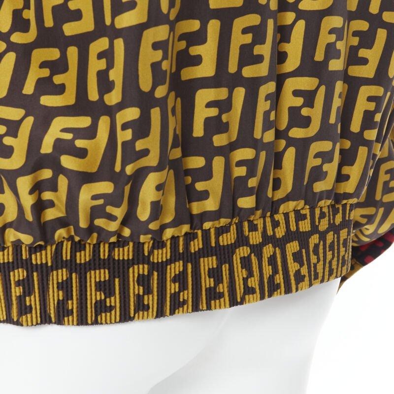 FENDI 2019 Runway reversible 100% silk Zucca monogram yellow red jacket IT50 5