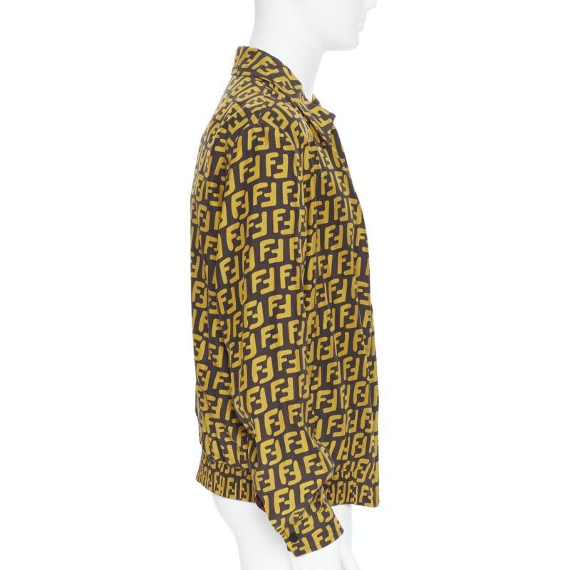 FENDI 2019 Runway reversible 100% silk Zucca monogram yellow red jacket IT50 In Excellent Condition In Hong Kong, NT