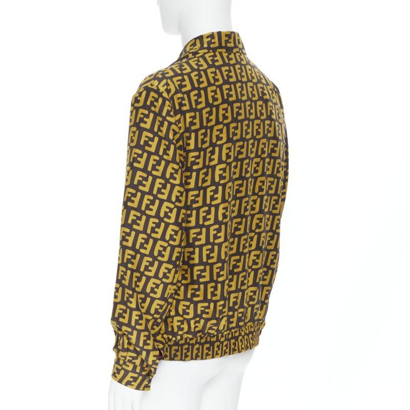 FENDI 2019 Runway reversible 100% silk Zucca monogram yellow red jacket IT50 2