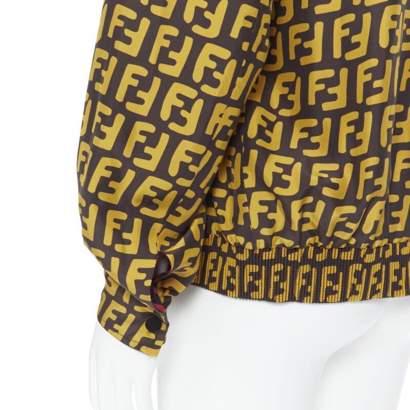 FENDI 2019 Runway reversible 100% silk Zucca monogram yellow red jacket IT50 4