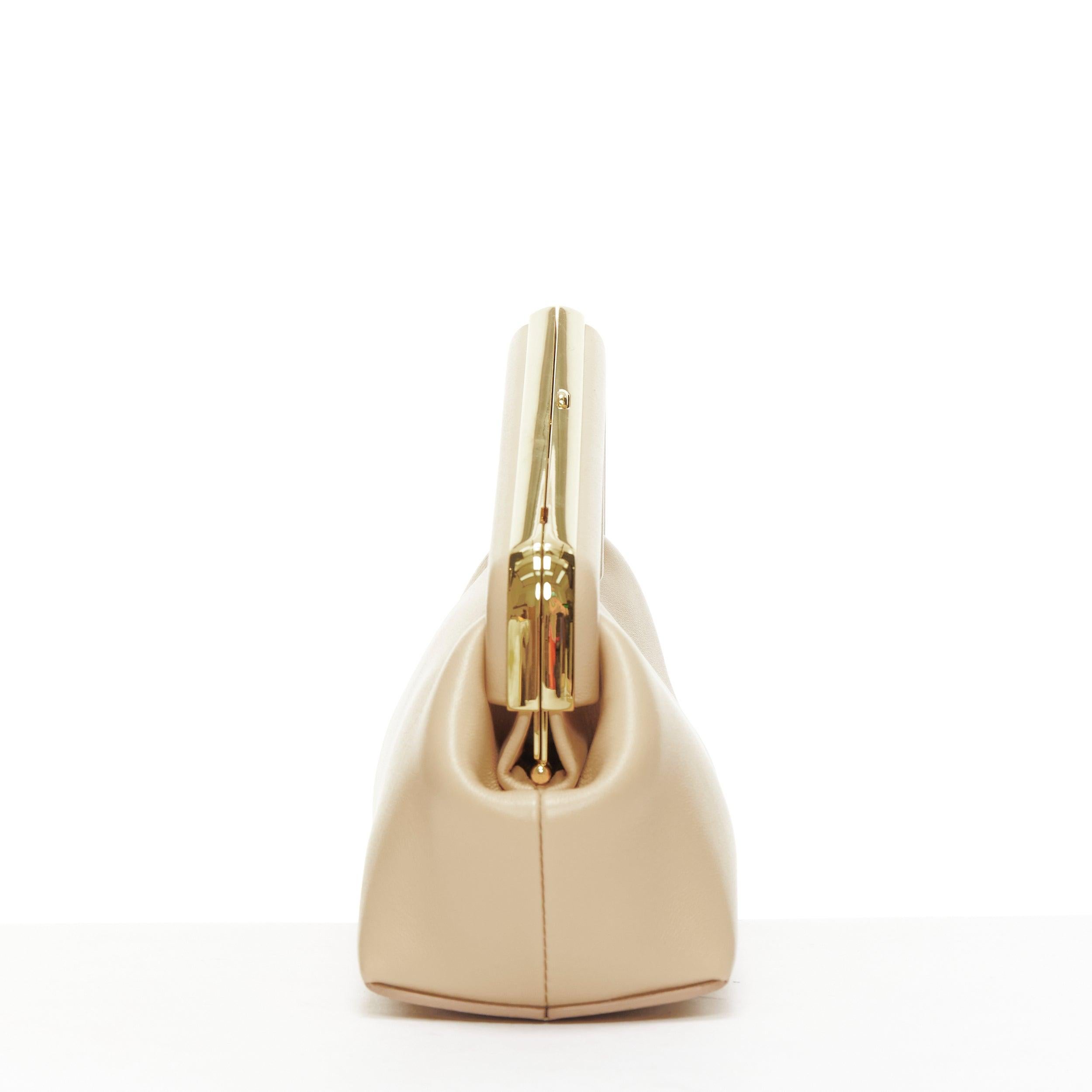 FENDI 2021 First Small nude leather F logo frame crossbody clutch bag In Excellent Condition In Hong Kong, NT