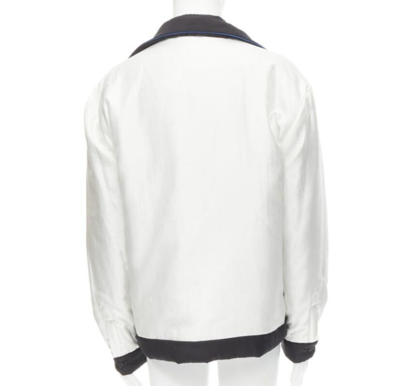 FENDI 2021 Veste réversible 100% soie noire blanche avec logo IT48 M en vente 2