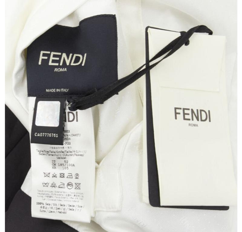 FENDI 2021 Reversible 100% silk black white logo padded jacket IT52 XL 7