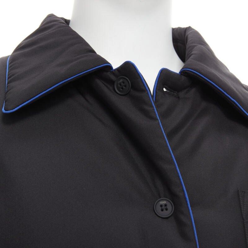 Fendi 2021 Giacca reversibile 100% seta nera bianca con logo pad IT52 XL in vendita 4