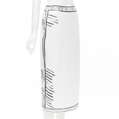 FENDI 2022 Joshua Vides California Sky black white comic marker skirt IT44 M