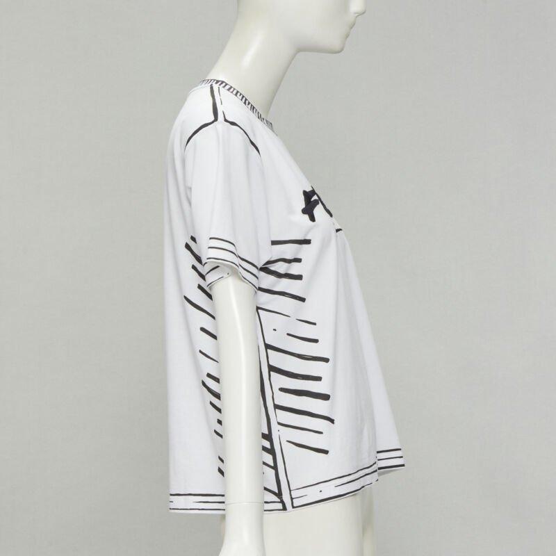 FENDI 2022 Joshua Vides white cotton illustration print logo embroidery tshirt M In Excellent Condition For Sale In Hong Kong, NT
